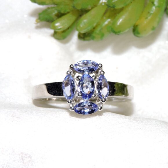 Natural Tanzanite Gemstone Sterling Silver Ring, Unique December Birthstone - Picture 5 of 8